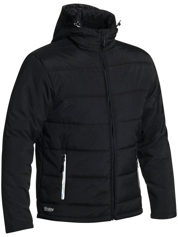 Bisley Workwear Puffer Jacket with Adjustable Hood Black