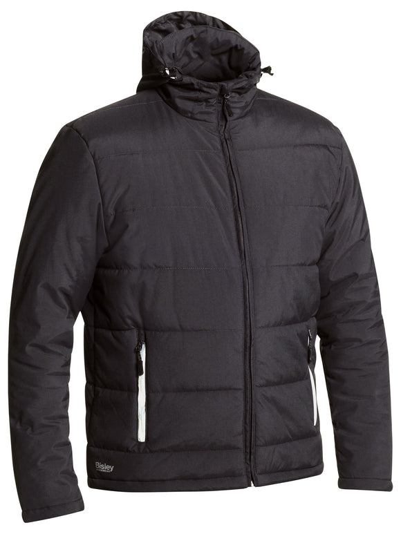 Bisley Workwear Puffer Jacket with Adjustable Hood Charcoal