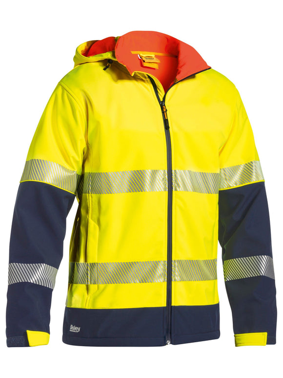 Bisley Workwear Taped Hi Vis Ripstop Bonded Fleece Jacket Yellow/Navy