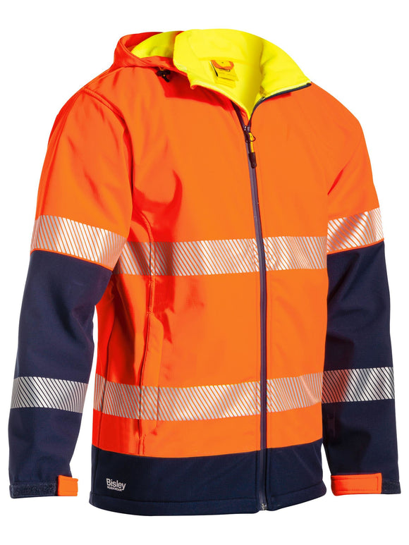 Bisley Workwear Taped Hi Vis Ripstop Bonded Fleece Jacket Orange/Navy