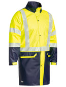 Bisley Workwear Taped Hi Vis Stretch PU Rain Coat Yellow/Navy
