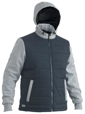 Bisley Workwear Flx & Move™ Contrast Puffer Fleece Hooded Jacket Charcoal - Discontinued