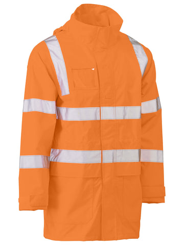 Bisley Workwear Taped Hi Vis VIC Rail Wet Weather Jacket Rail Orange