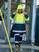 Bisley Workwear Women's H Taped Two Tone Hi Vis Rain Jacket Yellow/Navy