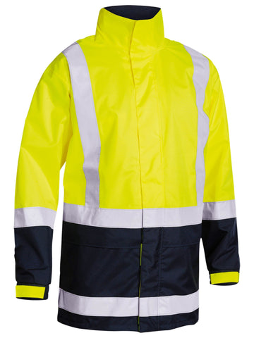 Bisley Workwear Taped Hi Vis Rain Shell Jacket Yellow/Navy