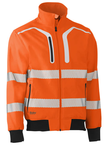 Bisley Workwear Taped Hi Vis Soft Shell Bomber Jacket Orange