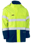 Bisley Workwear Taped Hi Vis FR Wet Weather Shell Jacket Yellow/Navy