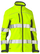 Bisley Workwear Women's Taped Two Tone Hi Vis Soft Shell Jacket Yellow/Navy