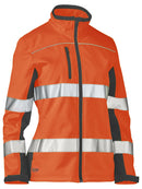 Bisley Workwear Women's Taped Two Tone Hi Vis Soft Shell Jacket Orange/Navy