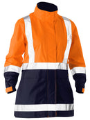 Bisley Workwear Women's Taped Hi Vis Recycled Rain Shell Jacket Orange/Navy