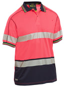 Bisley Workwear Taped Hi Vis Polyester Mesh Polo Pink/Navy