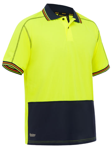 Bisley Workwear Hi Vis Polyester Mesh Polo Yellow/Navy
