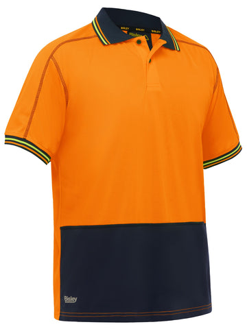 Bisley Workwear Hi Vis Polyester Mesh Polo Orange/Navy