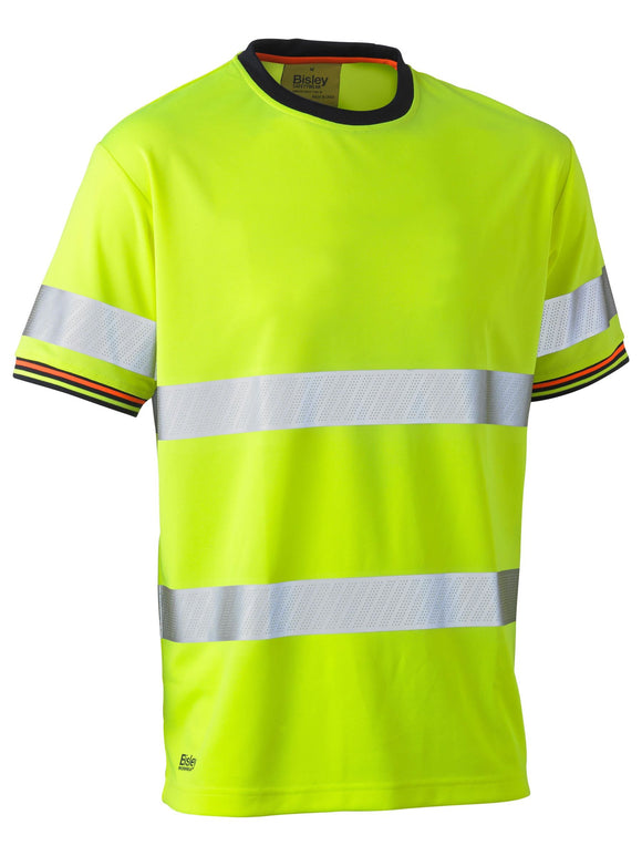 Bisley Workwear Taped Hi Vis Polyester Mesh T-Shirt Yellow - Discontinued