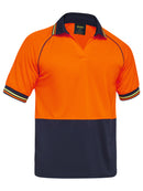 Bisley Workwear Two Tone Hi Vis V-NeckPolo Orange/Navy - Discontinued