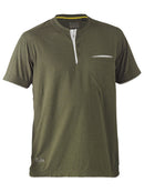 Bisley Workwear Flx & Move™ Cotton Henley Tee Green Marle - Discontinued