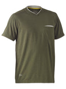 Bisley Workwear Flx & Move™ Cotton V-Neck Tee Green Marle - Discontinued