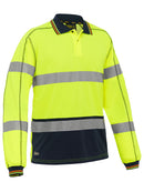 Bisley Workwear Taped Hi Vis Polyester Mesh Polo Yellow/Navy
