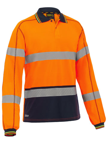 Bisley Workwear Taped Hi Vis Polyester Mesh Polo Orange/Navy
