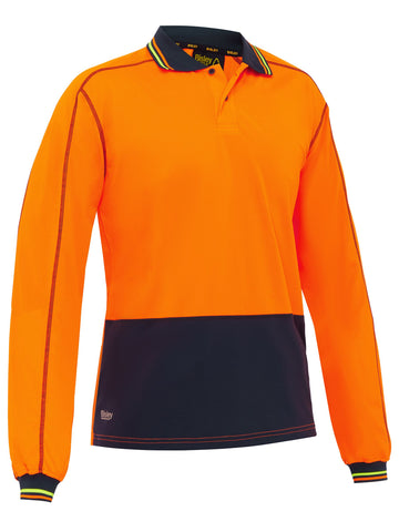 Bisley Workwear Hi Vis Polyester Mesh Polo Orange/Navy