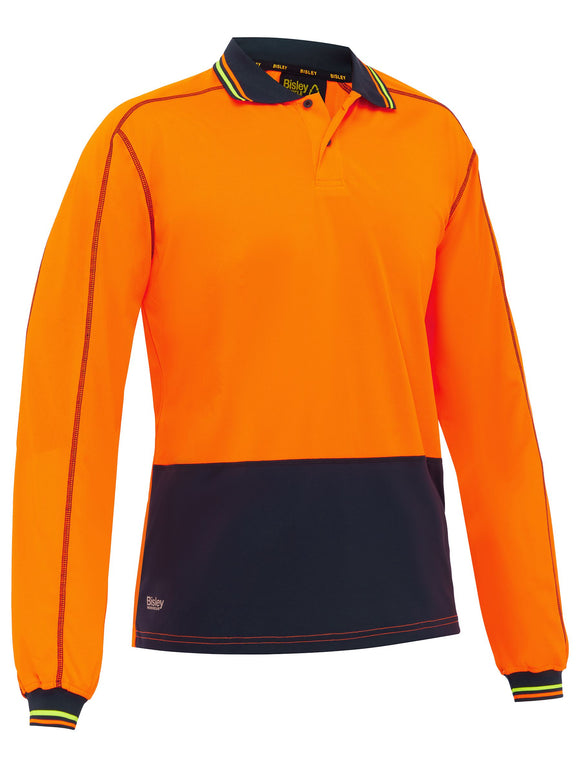 Bisley Workwear Hi Vis Polyester Mesh Polo Orange/Navy