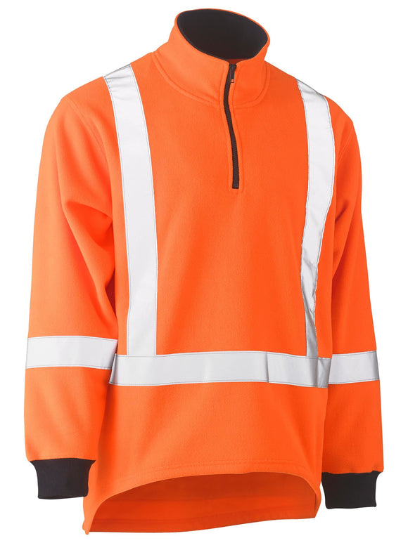 Bisley Workwear X Taped TTMC Hi Vis Polar Fleece 1/4 Zip Pullover Orange - Discontinued