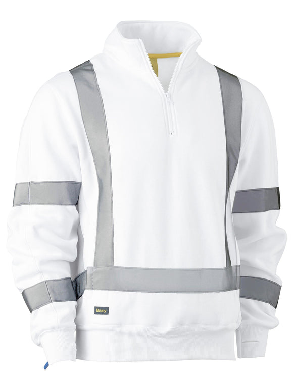 Bisley Workwear X Taped 1/4 Zip Fleece Pullover White