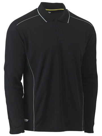 Bisley Workwear Cool Mesh Polo with Reflective Piping Black