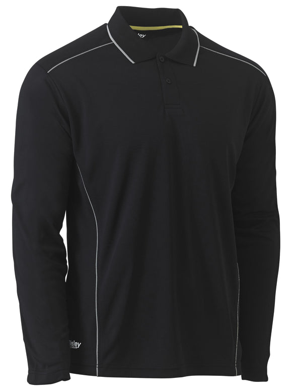 Bisley Workwear Cool Mesh Polo with Reflective Piping Black