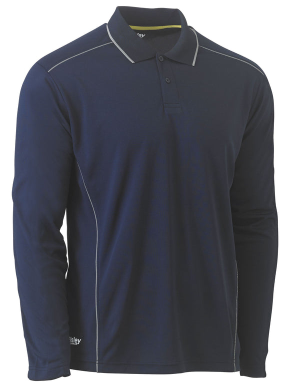 Bisley Workwear Cool Mesh Polo with Reflective Piping Navy