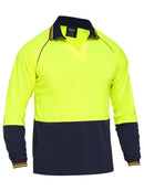 Bisley Workwear Two Tone Hi Vis V-Neck Polo Shirt Yellow/Navy - Discontinued