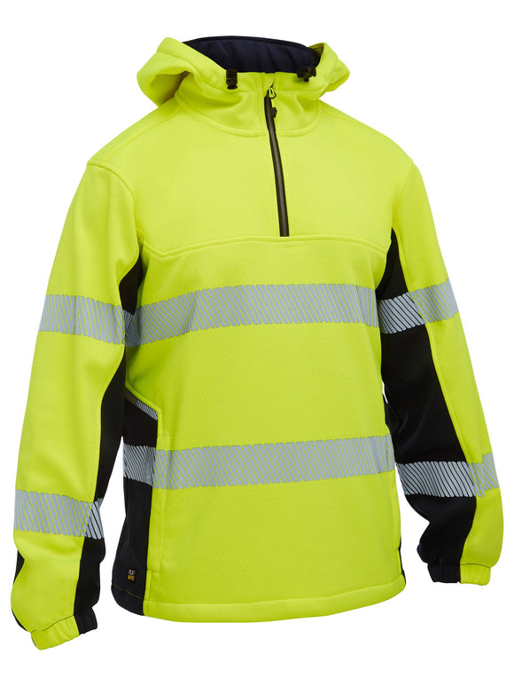 Bisley Workwear Flx & Move™ Hi Vis Taped Liquid Repellent Fleece Hoodie Yellow/Navy