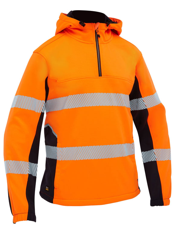 Bisley Workwear Flx & Move™ Hi Vis Taped Liquid Repellent Fleece Hoodie Orange/Navy