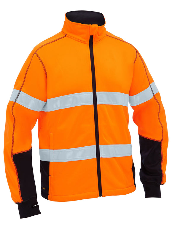 Bisley Workwear Men's Taped Hi Vis Zip Front Fleece Orange/Navy