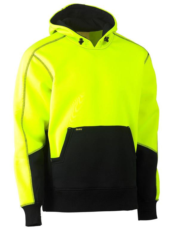 Bisley Workwear Hi Vis Fleece Hoodie Pullover Yellow/Navy