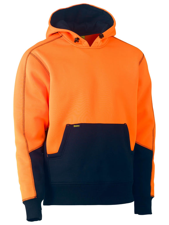 Bisley Workwear Hi Vis Fleece Hoodie Pullover Orange/Navy