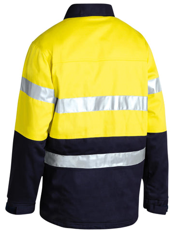 Bisley Workwear Taped Hi Vis Drill Jacket Yellow/Navy