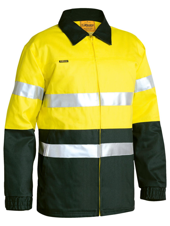 Bisley Workwear Taped Hi Vis Drill Jacket Yellow/Bottle - Discontinued