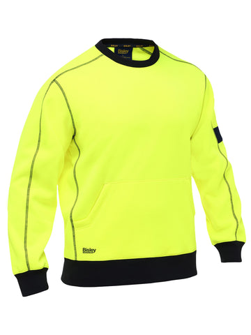 Bisley Workwear Work Fleece Crew Neck Jumper Yellow