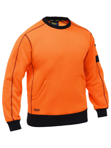 Bisley Workwear Work Fleece Crew Neck Jumper Orange