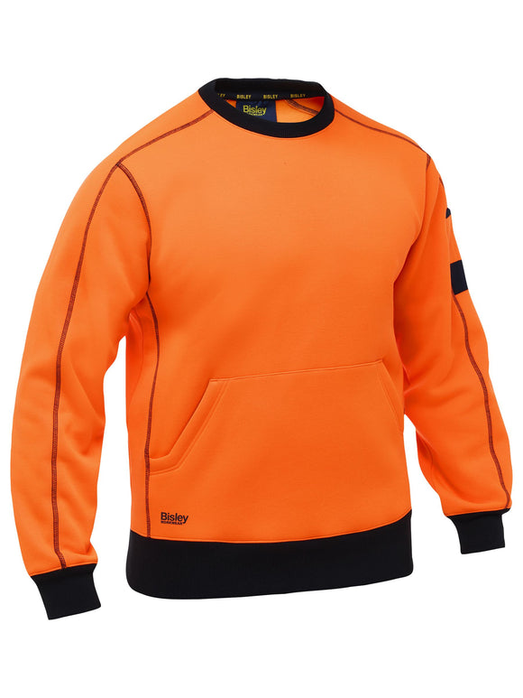 Bisley Workwear Work Fleece Crew Neck Jumper Orange