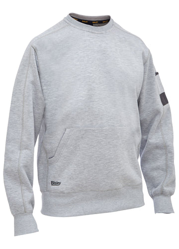 Bisley Workwear Work Fleece Crew Neck Jumper Grey Marle