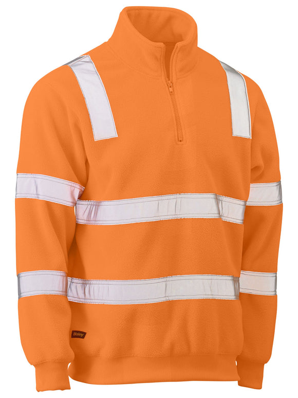 Bisley Workwear Taped Hi Vis Rail Polar Fleece Jumper Rail Orange