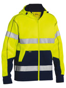Bisley Workwear Taped Hi Vis Fleece Hoodie Yellow/Navy