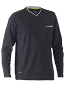 Bisley Workwear Flx & Move™ Cotton V-Neck Tee Charcoal Marle - Discontinued
