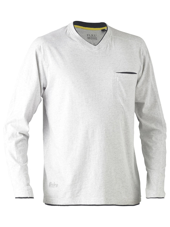 Bisley Workwear Flx & Move™ Cotton V-Neck Tee Grey Marle - Discontinued
