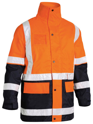 Bisley Workwear Taped 5 In 1 Rain Jacket Orange/Navy