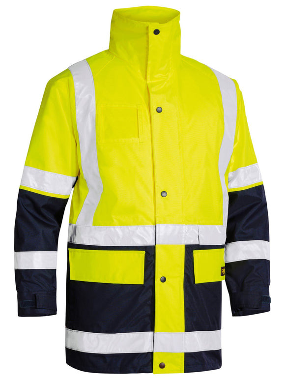 Bisley Workwear Taped 5 In 1 Rain Jacket Yellow/Navy