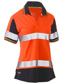Bisley Workwear Women's Taped Two Tone Hi Vis V-Neck Polo Orange/Navy