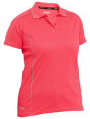 Bisley Workwear Women's Cool Mesh Polo with Reflective Piping Hi Vis Pink